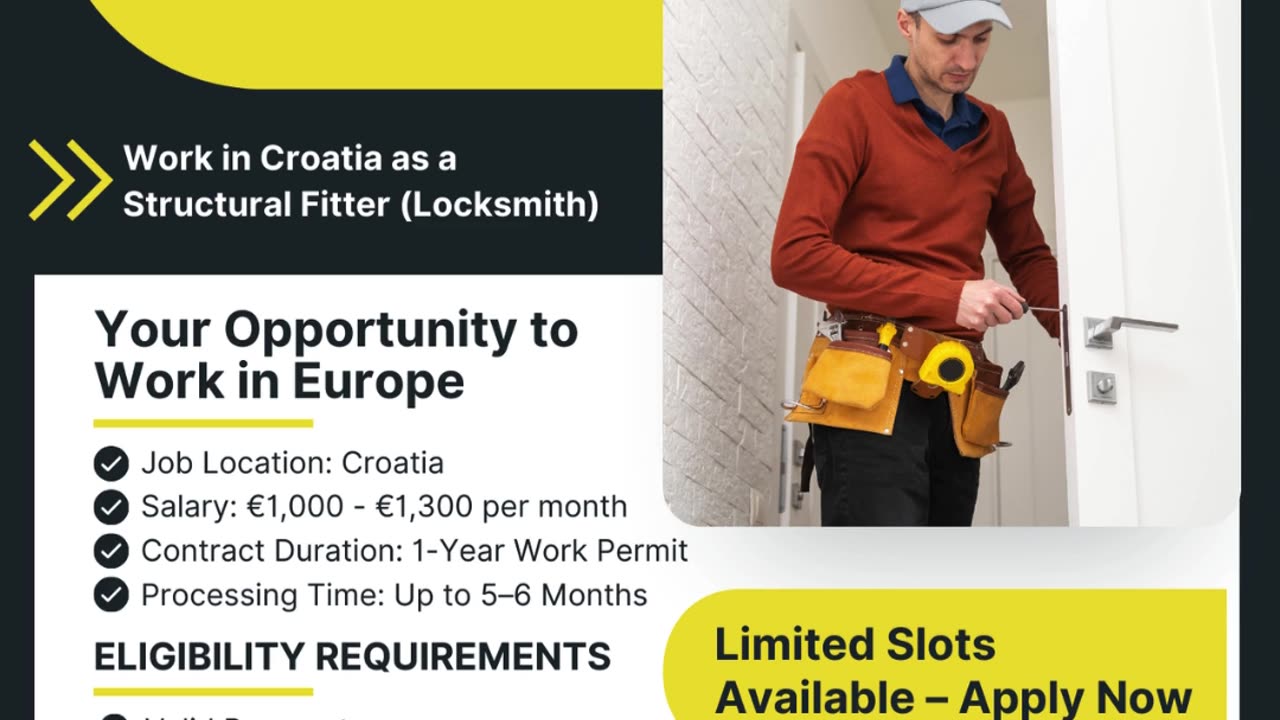Work in Croatia as a Structural Fitter with Divine Associates Ltd – Earn €1,300/month