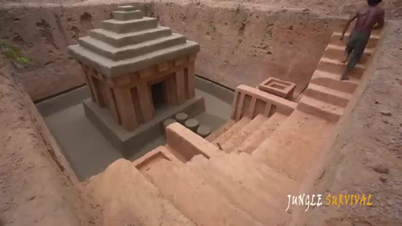 How to Build Underground Pyramid Mansion Around Swimming Pool Moat