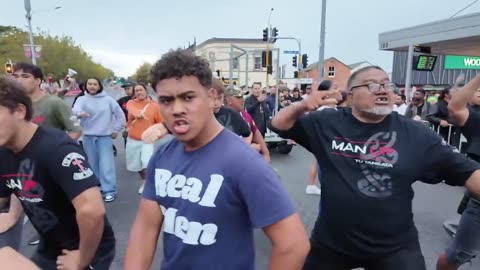 Māori men are DONE with LGBTQ ppl and their parade and are performing haka!!!