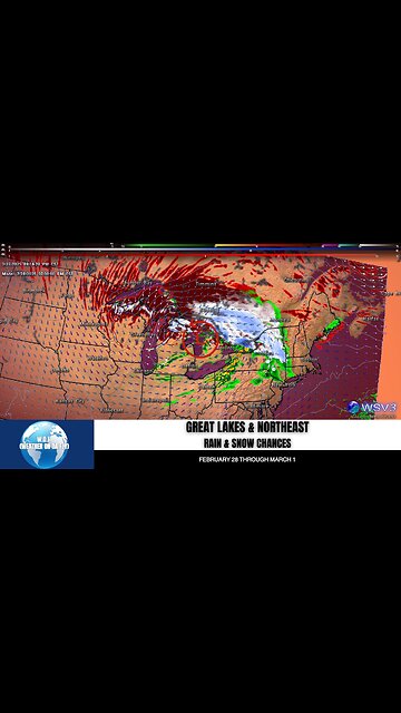 🌨️ Storm Hits Great Lakes & Northeast: Rain & Snow Alert! 2/27/25 #shorts #weatherupdate #stormalert
