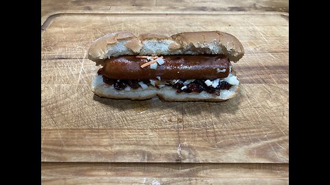 Hotdog with Orange Cranberry Bourbon Relish