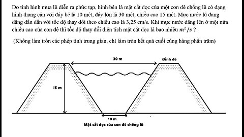 Toán 12: Do tình hình mưa lũ diễn ra phức tạp, hình bên là mặt cắt dọc của một con đê chống lũ