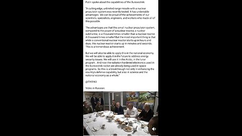 Putin congratulations to the new New missile technology