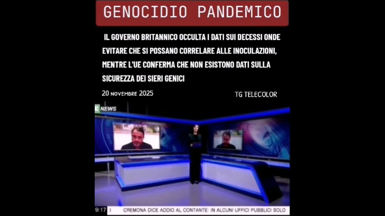 TG TELECOLOR - GENOCIDIO PANDEMICO: "IL GOVERNO BRITANNICO OCCULTA I DATI SUI DECESSI DOPO LE INOCULAZIONI ONDE EVITARE CHE SI POSSANO CORRELARE ALLA PUNTURINA ASSASSINA" 20 nov 2025