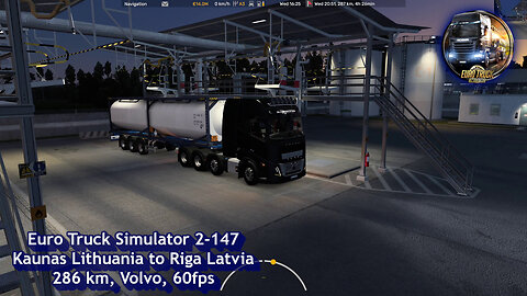 Euro Truck Simulator 2-147, Kaunas Lithuania to Riga Latvia, 286 km, Volvo, 60fps