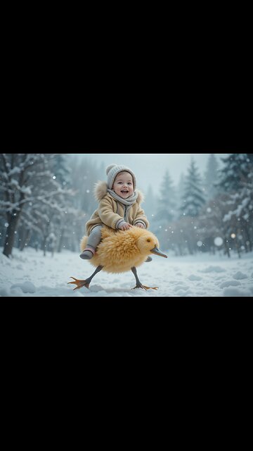 Adorable Baby and Duck Duo in a Winter Wonderland! 🦆☃️❤️