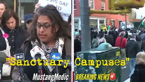 🚨 BREAKING: A College Professor demands “Sanctuary Campuses” at a protest for Mahmoud Khalil.