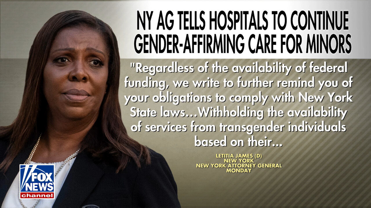 NY Attorney General Letitia James Urges Hospitals To Continue "Gender Affirming Care" For Minors