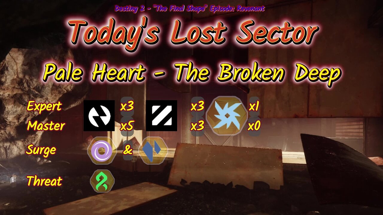 Destiny 2: 2-3-25 The Broken Deep is the Lost Sector. Void/Stasis Surge. END of Episode Revenant.