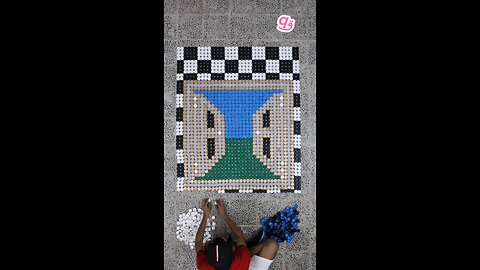 A #3d window view 🌿 made using 1,872 bottle caps ♻️