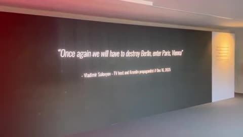 WEF Film playing on loop. It depicts Russia bombing Western Europe