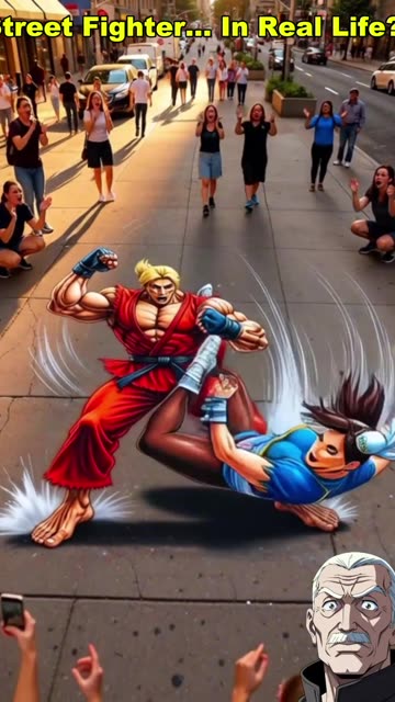 Mind-Blowing 90's Street Fighter II 3D Street Art Battle