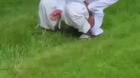 Arab pooping in the park