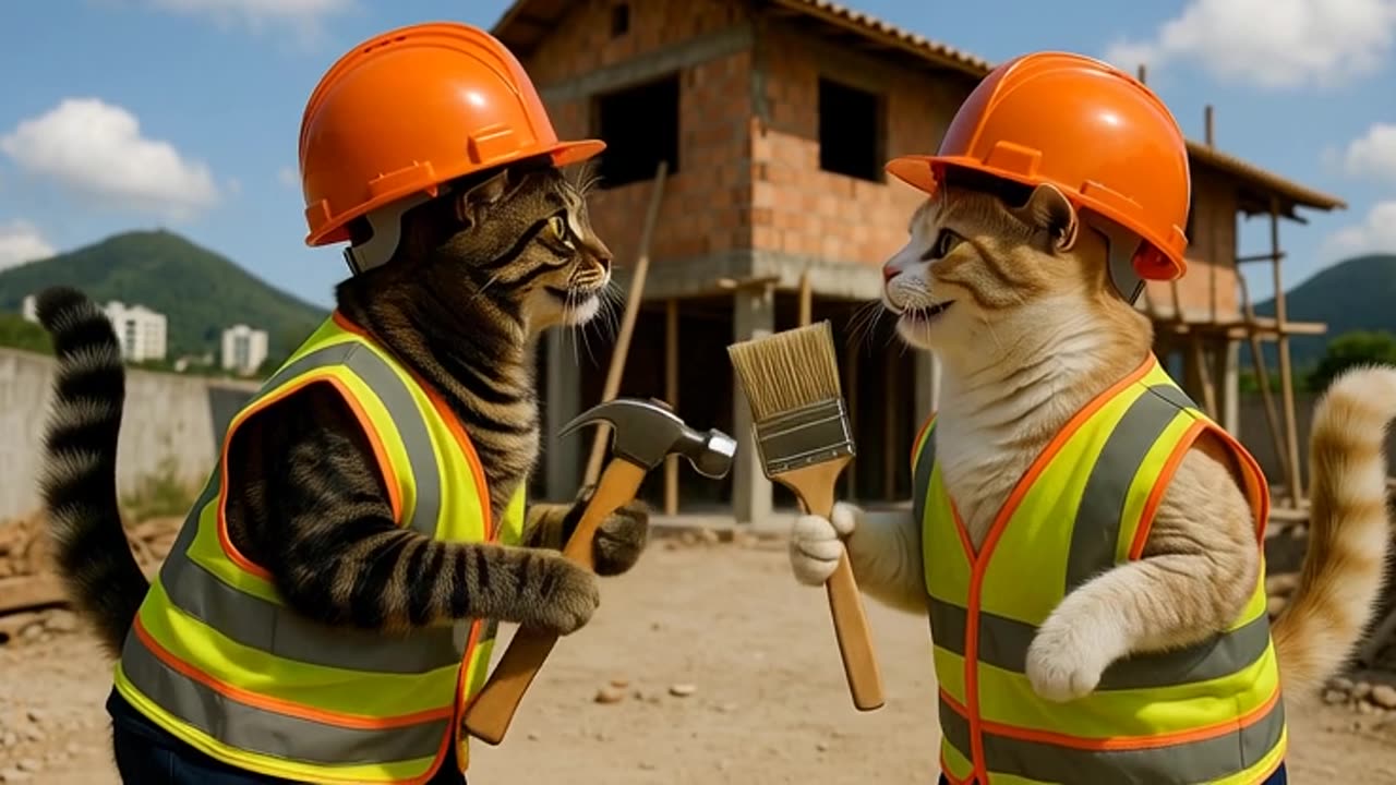 Funny Cats at Work 😂🐱 | This Went Totally Wrong!” “Cats Trying to Work on a Construction