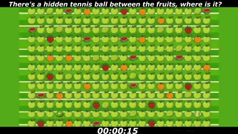 Hidden tennis ball puzzle: There's a hidden tennis ball between the fruits, where is it?