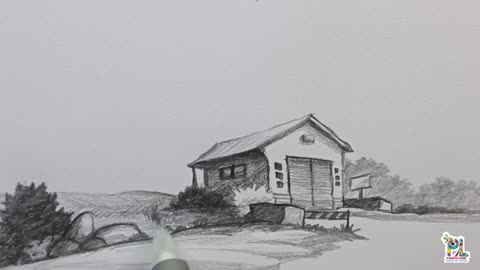 How to draw wooden shed in a Scenery Art | Step by Step by Pencil Sketch and Shading