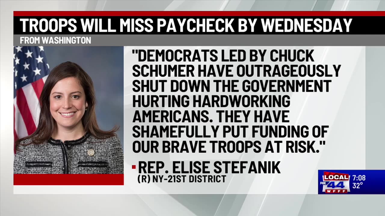 Elise Stefanik is co-sponsoring the "Pay Our Troops Act."