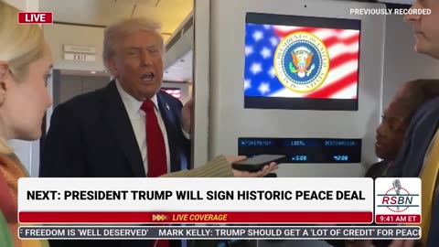 WATCH: President Trump Speaks to the Press onboard Air force One En route to Egypt - 10/13/25