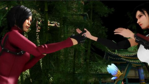 Ada Wong from RE4Remake Trains Tifa Lockhart from FF Wing Chun (MMD Fight) with voice acting AI