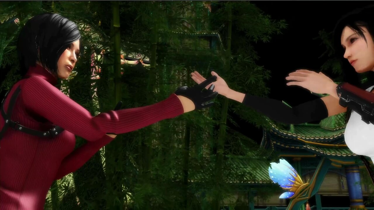 Ada Wong from RE4Remake Trains Tifa Lockhart from FF Wing Chun (MMD Fight) with voice acting AI