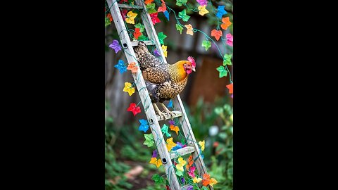 🤯 Hen Ladder Climb Gone Wrong — Shocking Slip! 🐔🪜😱