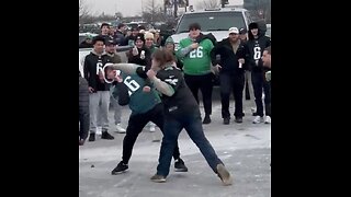 Drunk Philadelphia Eagle fans fight each other, tailgating against Washington Commanders, NFL
