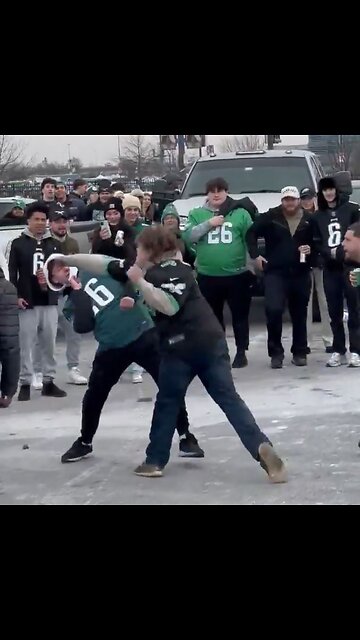 Drunk Philadelphia Eagle fans fight each other, tailgating against Washington Commanders, NFL