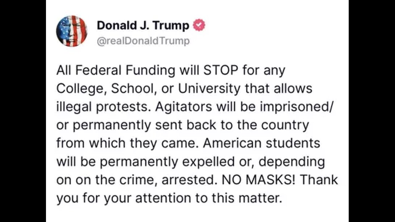 Donald Trump threatens Gaza student protesters with jail time explosion and deportation funding stop