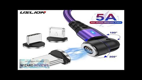 USLION 540 Rotate 5A Magnetic Cable Fast Charging Micro USB Type C Review