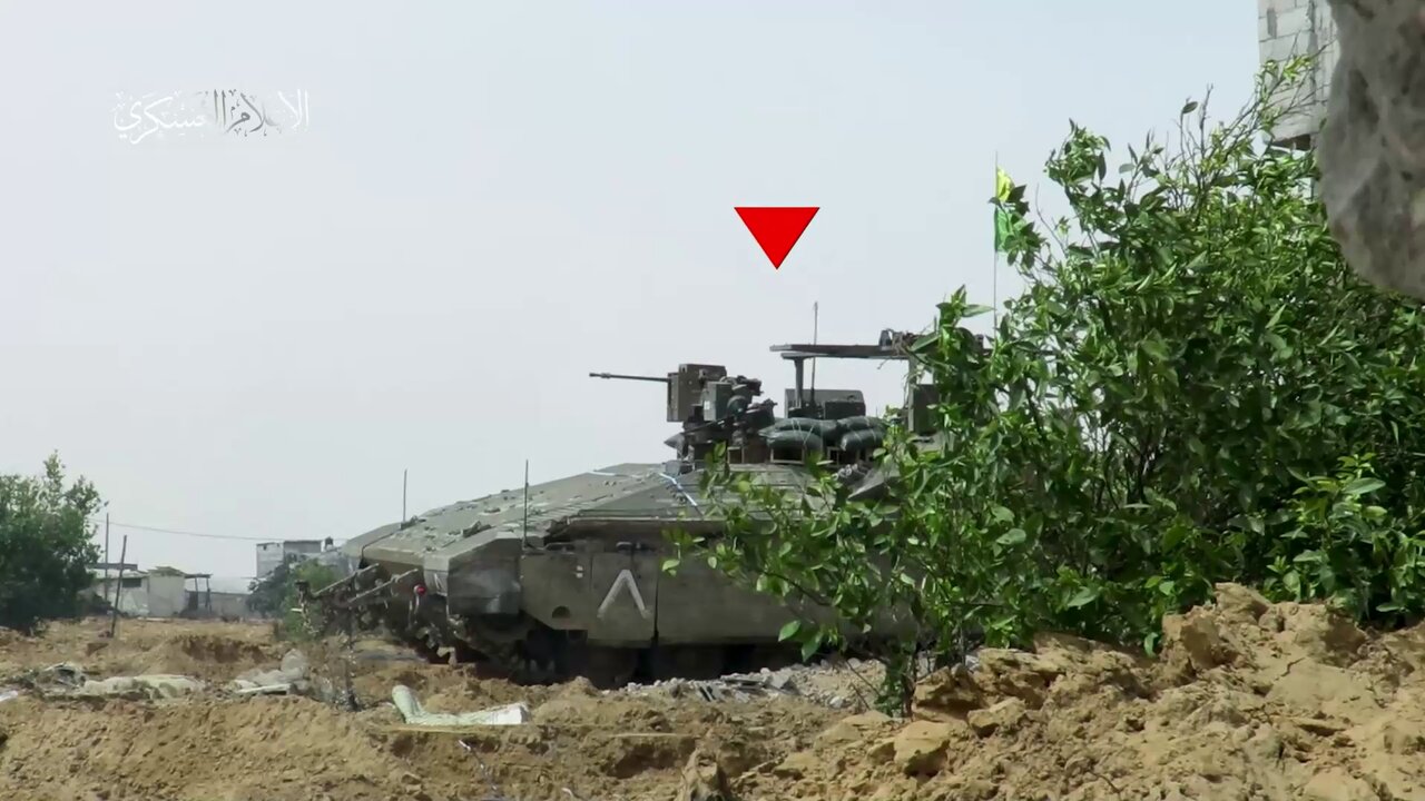 Al-Qassam targeting IOF soldiers and their military vehicles in the Al-Taqaddum axis, east of Rafah