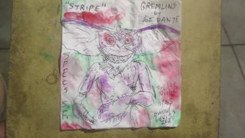 Stripe from Gremlins napkin art. 11/29/2025.
