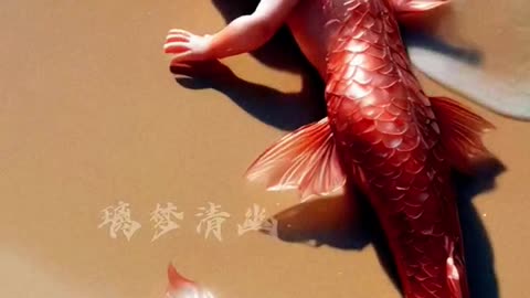 The Tale of the Red Koi Mermaid Baby