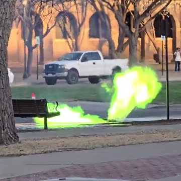 Students at a texas university left stunned after green flames come shooting from the sewers