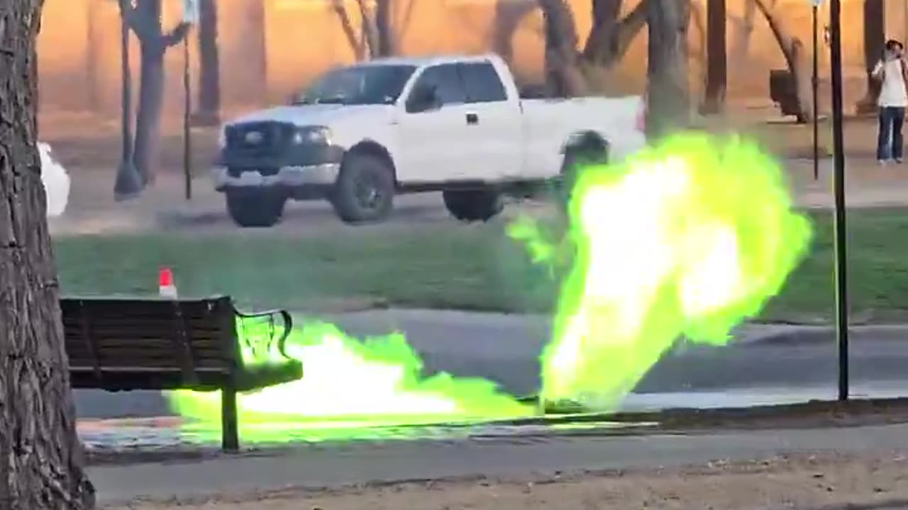 Students at a texas university left stunned after green flames come shooting from the sewers