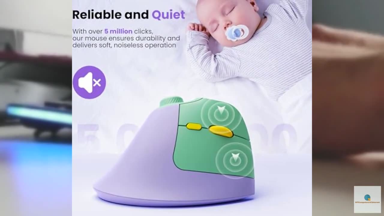 seenda Ergonomic Mouse Rechargeable, USB+Dual Bluetooth, MOU-302 Vertical Wirele