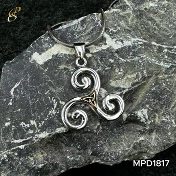 Celtic Triskele Silver and Gold Pendant