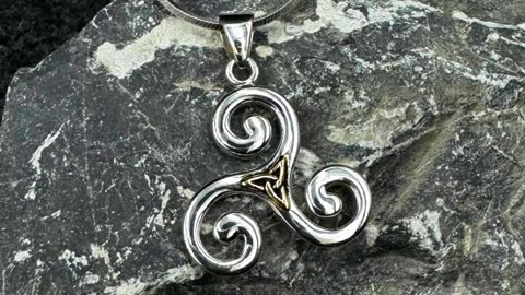 Celtic Triskele Silver and Gold Pendant