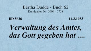 BD 5626 - VERWALTUNG DES AMTES, DAS GOTT GEGEBEN HAT ....