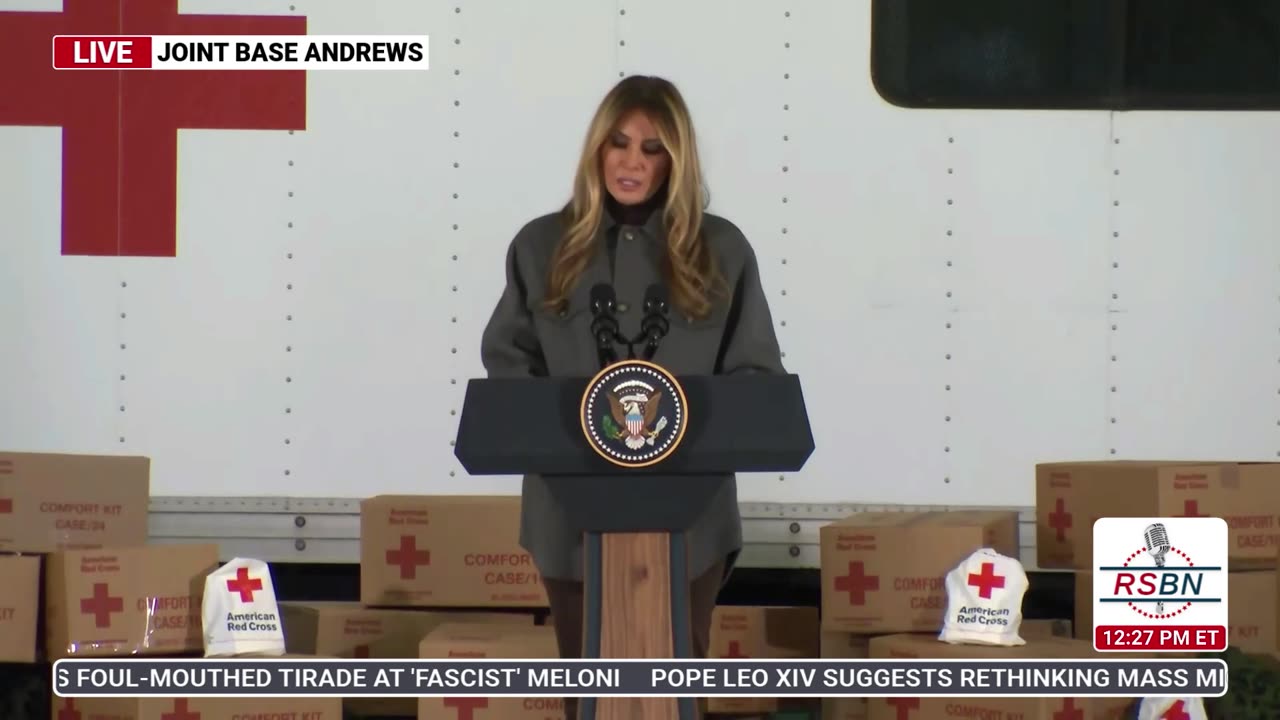 WATCH: Melania Trump and Usha Vance Host a Care Package Event at Joint Base Andrews - 12/1/25