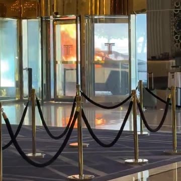 Cyber Truck on fire near entrance to Trump Tower in Las Vegas, Nevada