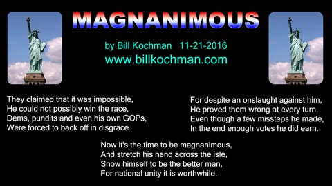 MAGNANIMOUS -- an original song by Bill Kochman.