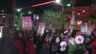 Culinary Union members march from The Strip to Virgin