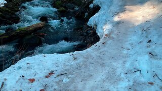 WINTER SNOW ICE YAKTRAX HIKING Roaring Creek Shoreline to Tamanawas Falls! | 4K Mount Hood Oregon