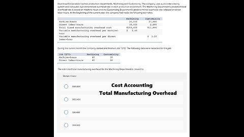 Cost Accounting: Eisentrout Corporation has two production departments, Machining and Customizing