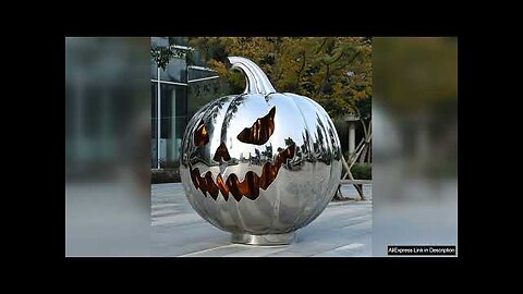 large outdoor decor stainless steel mirror pumpkin sculpture polished metal Halloween Review