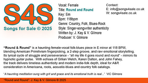 Round & Round (Key Em) 118bpm (2025) S4S (Songs 4 Sale) Female Vocal