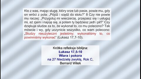 Łukasz 17,5-10 Wiara i pokora