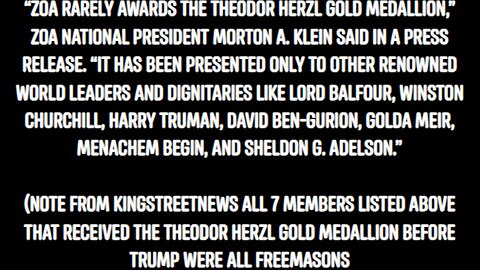 Donald Trump Speaks at the ZOA Gala in NYC & Makes Anti-Semetic Remarks While Receiving The THEODOR HERZL Gold Medallion
