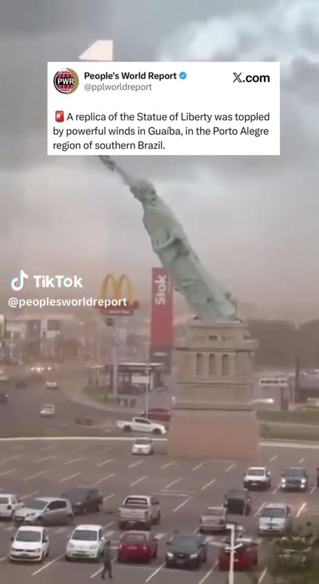 Statue of Liberty replica fell down due to strong winds in Brazil