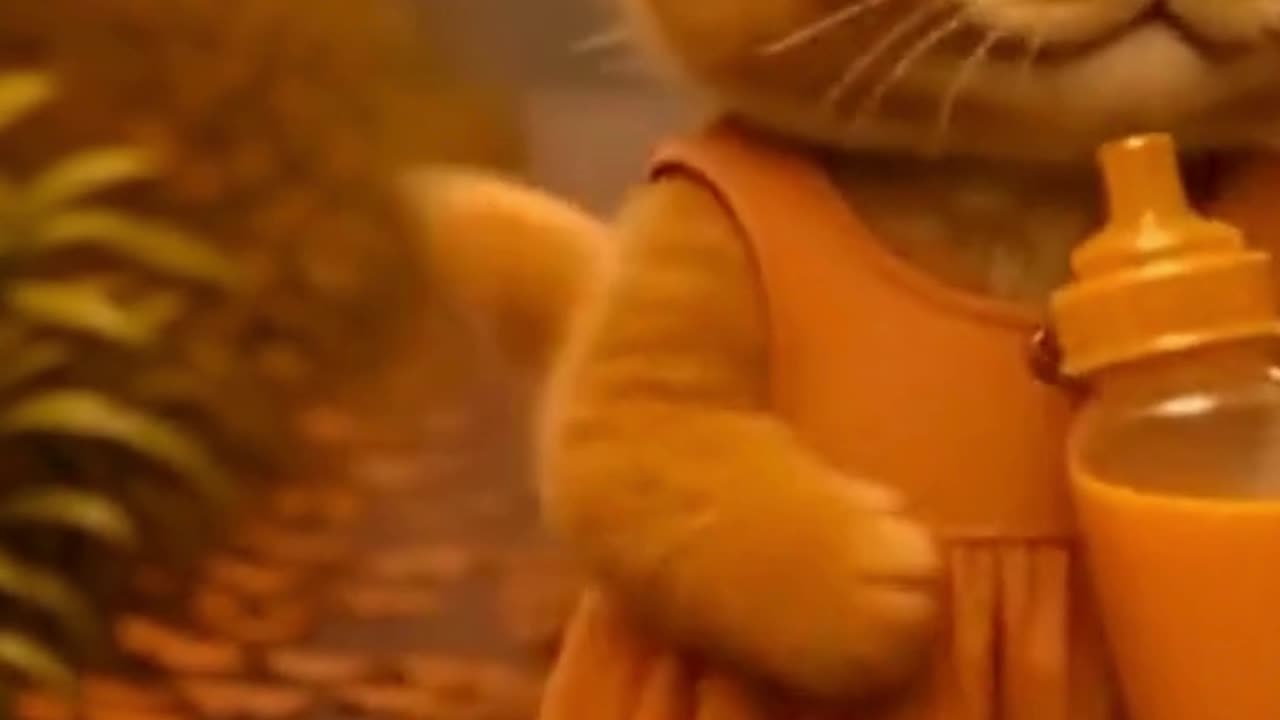 A golden kitten drinking milk 😻🍼